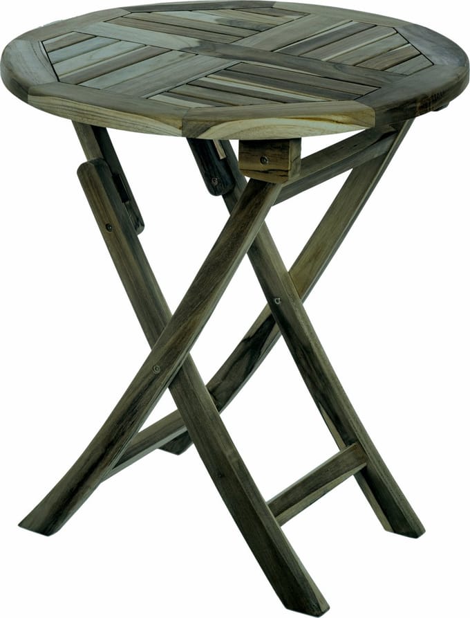 PrimeMatik - Ronde opvouwbare tuintafel 66 cm van gecertificeerd teakhout