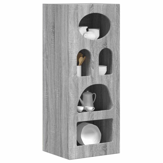 vidaXL - Dressoir - ELST - Grijs - Sonoma - 40 - x - 35 - x - 100,5 - cm - Bewerkt - hout