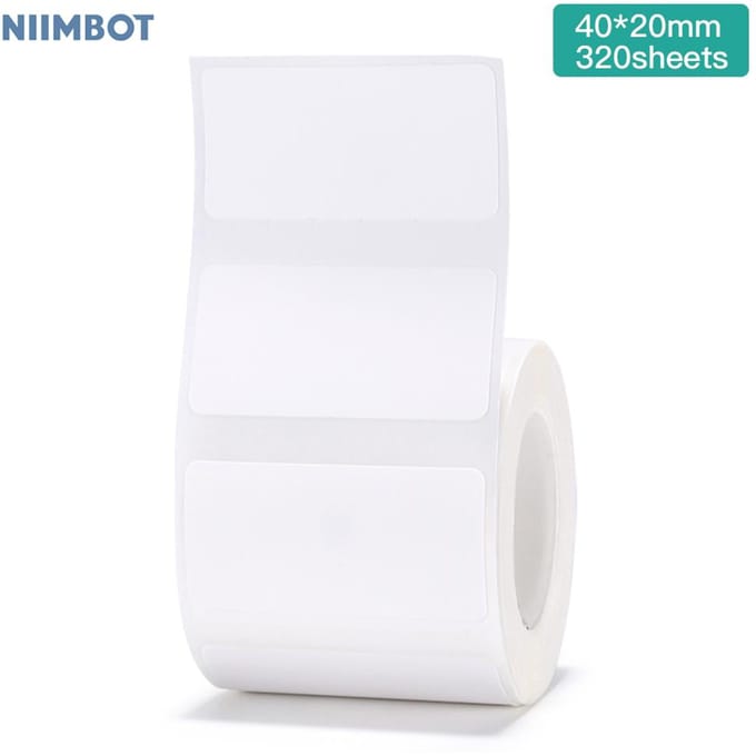 Niimbot Wit Blanco Thermisch Printpapier Rol Barcode Prijs Maat Naam Labelpapier Waterdicht 40x20mm (320 sheets) wit