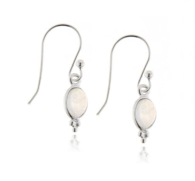 SilverGems Zilveren oorhangers met Regenboog Maansteen edelstenen