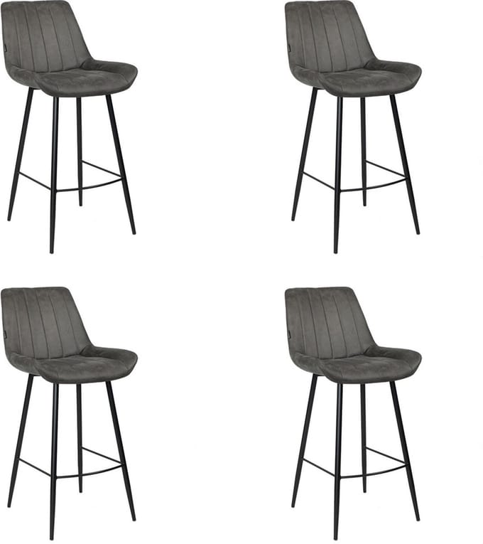 Bronx71® Industriële barkruk Brooke antraciet 74 cm - Barkrukken set van 4 - barstoel