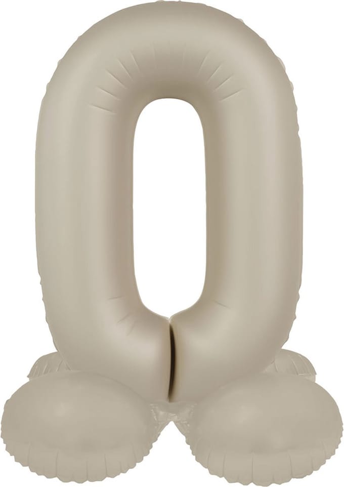Staande Folieballon Cijfer 0 - Creamy Latte - Ultra Matt - 41 cm