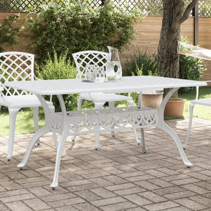 vidaXL - Tuintafel - 150x90x72 - cm - gietaluminium - wit