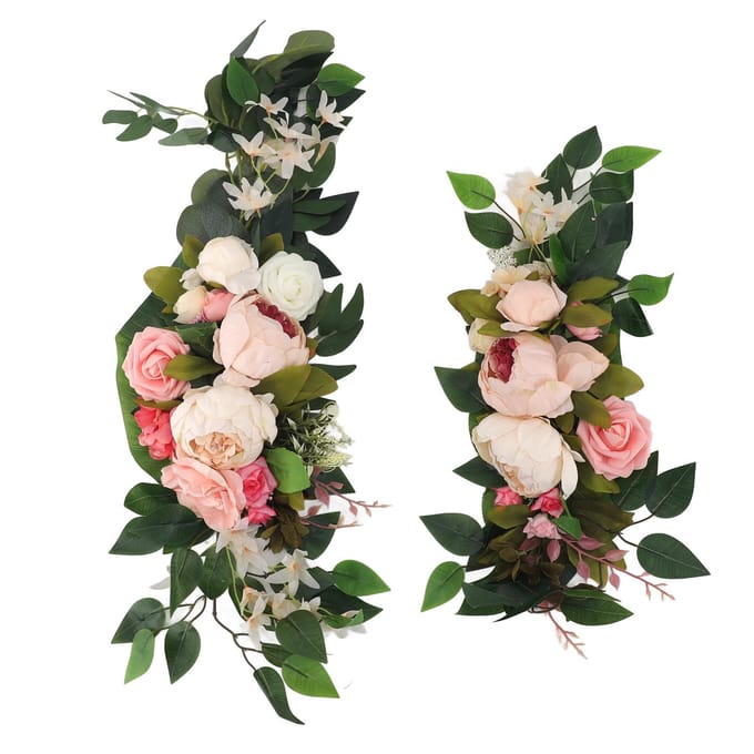 Bruiloftsprieel Drapering Kunstbloem Multifunctionele Bruiloft Welkomstborden Bloemen Decoratie Rood roze
