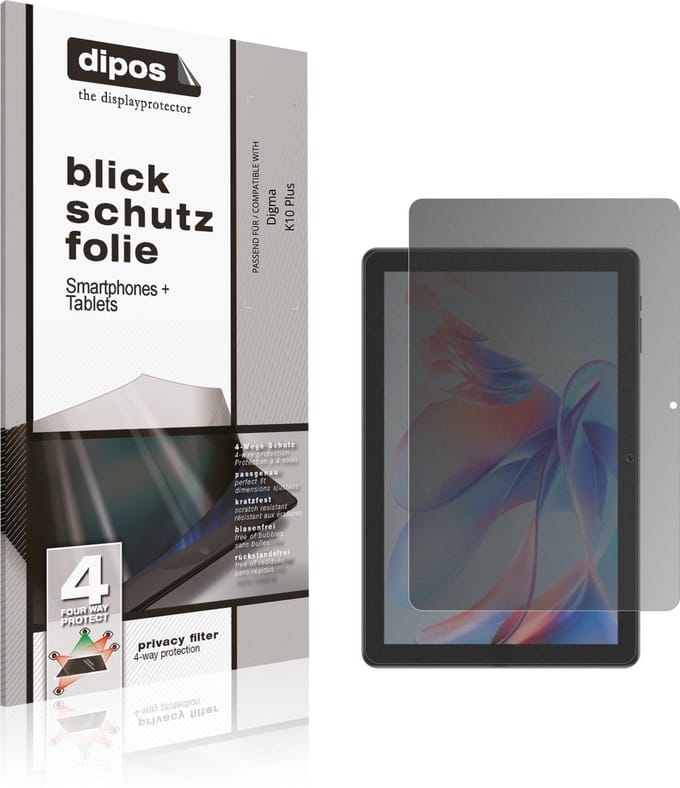 dipos – Matte Privacy Screenprotector geschikt voor Digma K10 Plus | Anti-Spy Beschermfolie