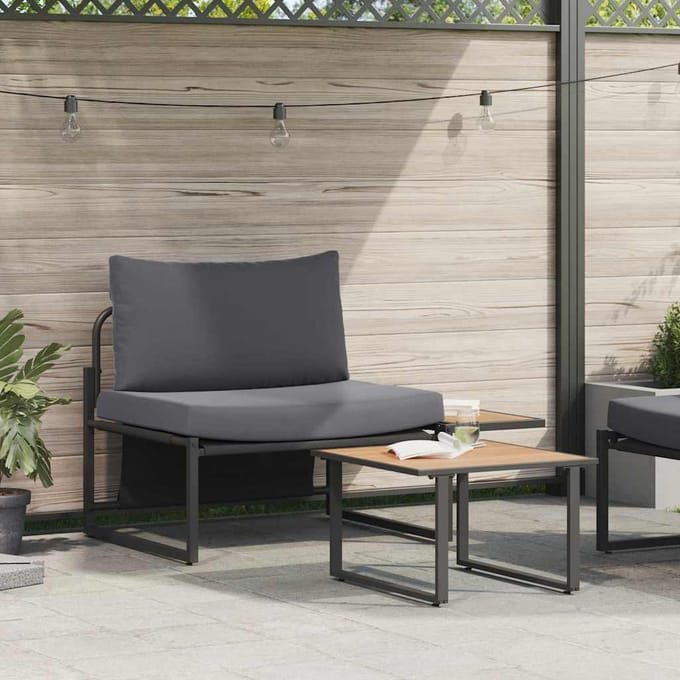 vidaXL - Tuinbank - Set - 2 - st - Antraciet - Staal