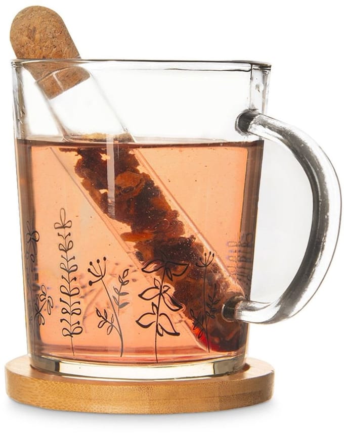 Glazen Theemok met Infuser en Bamboe Onderzetter - 400ml