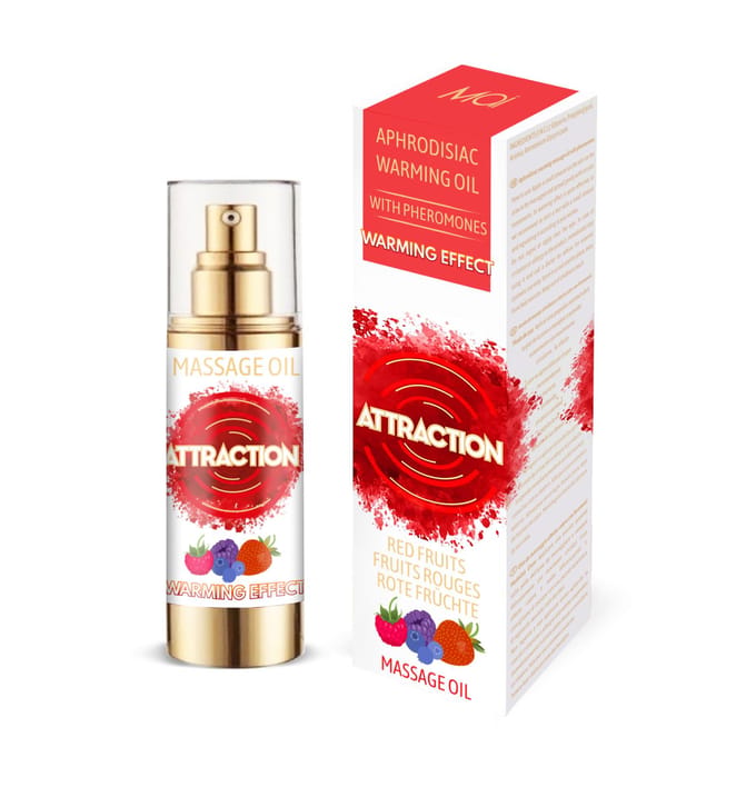 Attraction - feromonen massageolie verwarmend Rood Fruit - 30ml