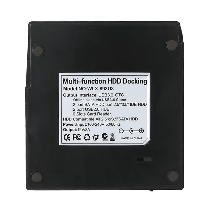 2,5/3,5  USB3.0 naar 2 SATA-poorten Dockingstation voor externe HDD-harde schijf UK Plug black