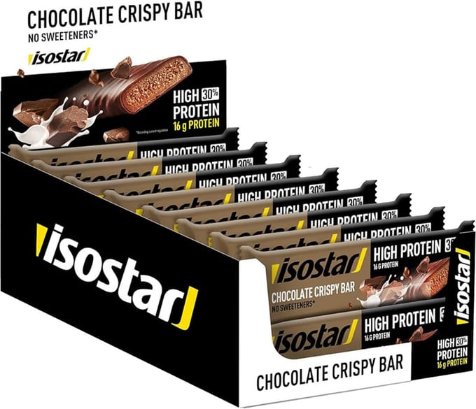 Isostar - High Protein - Eiwitreep voor krachtsport - Crispy Chocolade - 16 x 55 gr