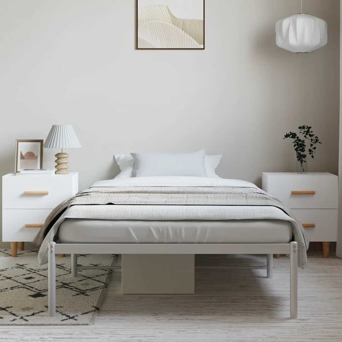 vidaXL - Bedframe - metaal - wit - 100x190 - cm