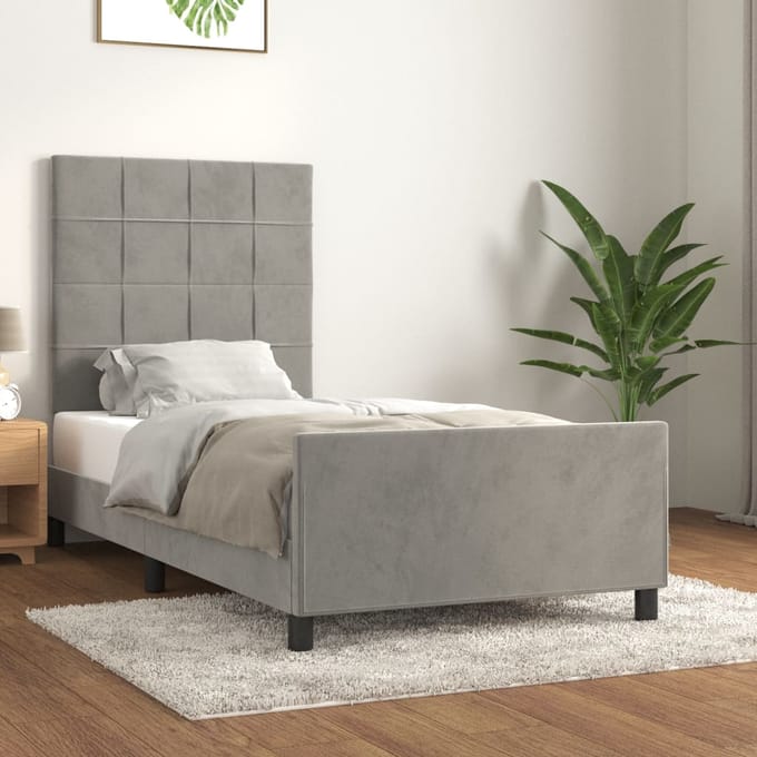 vidaXL - Bedframe - zonder - matras - 100x200 - cm - fluweel - lichtgrijs