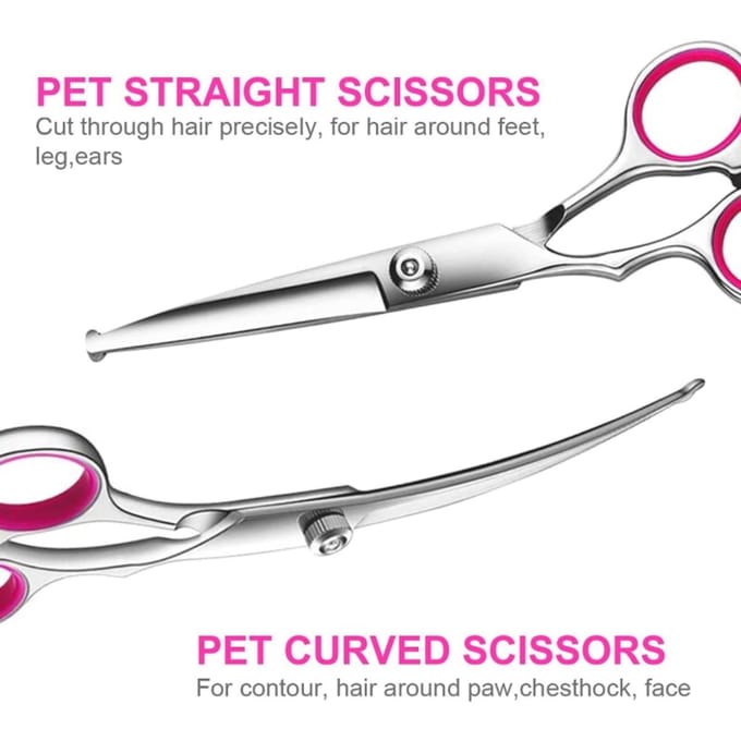 Ensemble de ciseaux de beauté pour chien avec pointe circulaire sûre, ensemble de ciseaux de beauté professionnel pour chien en acier inoxydable gray