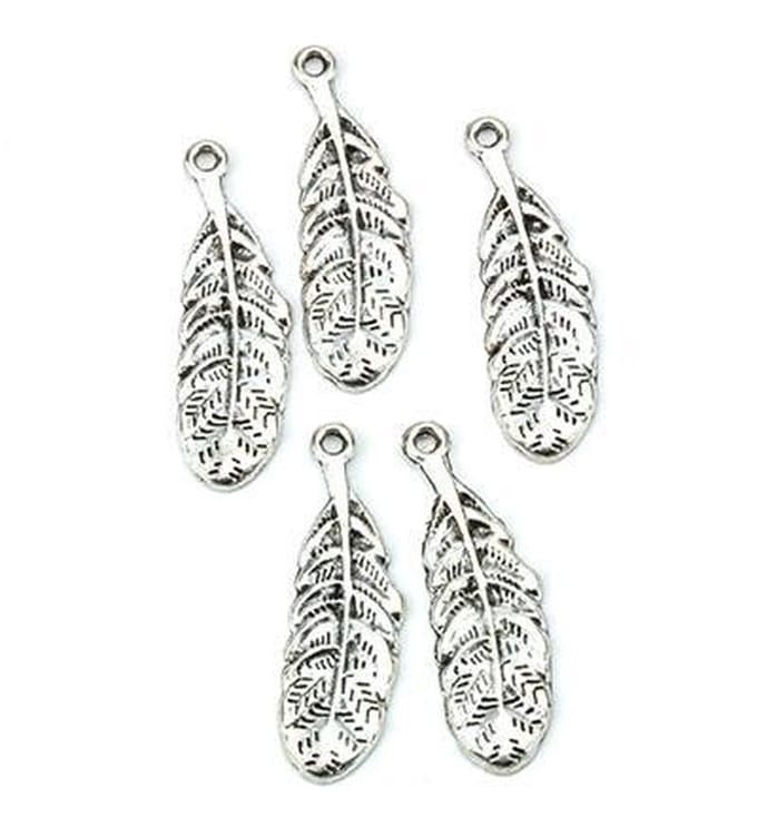 12419-1912 Metal Charms. Feathers. Platinum