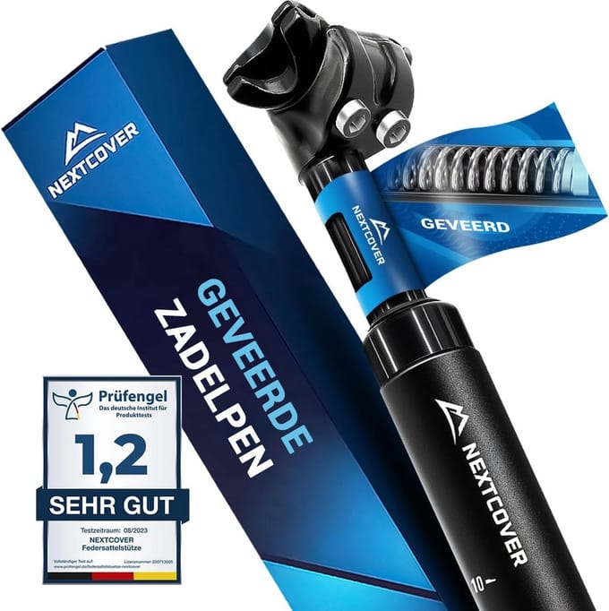 NEXTCOVER® Verende Zadelpen - Comfort-Spring technologie - Zwart - 30.9 mm
