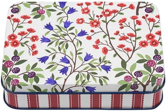 Blik Bloemen wit 14,1x10,1x3,2cm