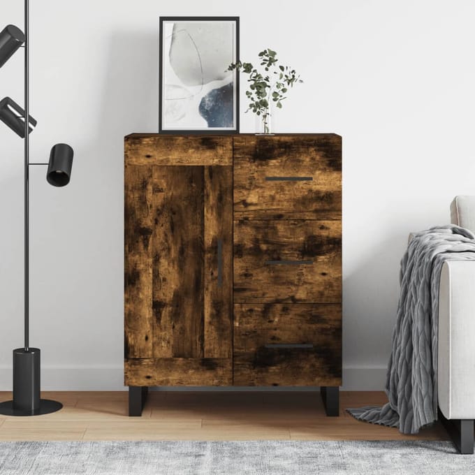 vidaXL - Dressoir - 69,5x34x90 - cm - bewerkt - hout - gerookt - eikenkleurig