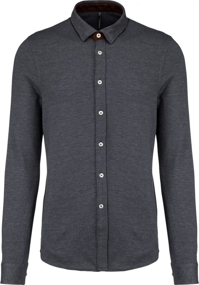 Kariban Jacquard overhemd lange mouwen K507 - Jacquard Dark Grey - S