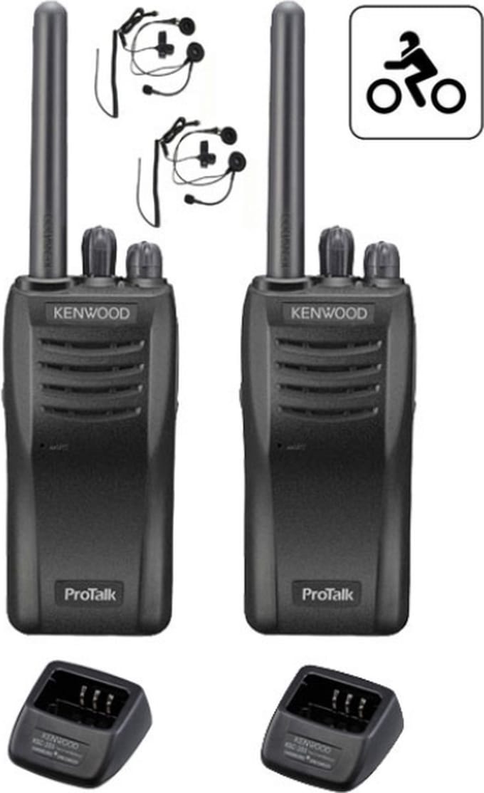 Motorset van 2 stuks Kenwood TK-3501 met helm headset en laders