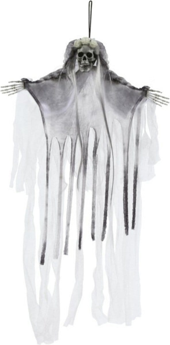 Fiestas Horror decoratie skelet spook bruid pop - hangend -70 cm - Halloween hangdecoratie