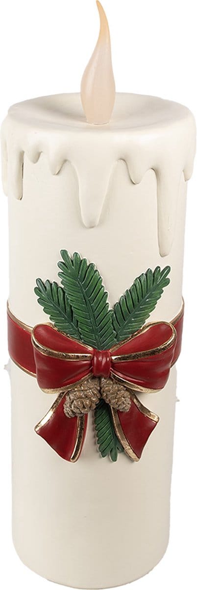 Clayre & Eef Kerstdecoratie met LED-verlichting 18x20x56 cm Wit Kunststof