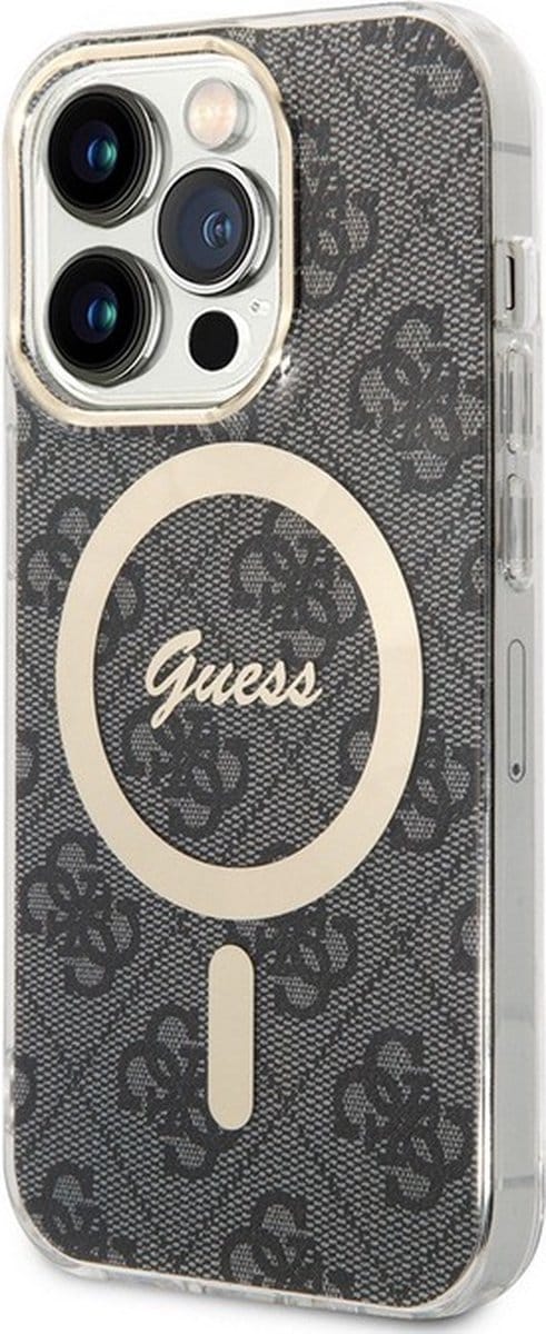 Guess IML 4G Back Case (MagSafe Compatible) - Geschikt voor Apple iPhone 15 Pro (6.1") - Grijs