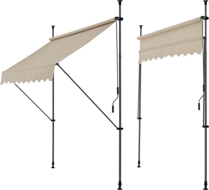 Klem zonwering luifel uitschuifbaar zandkleurig 200x120 cm