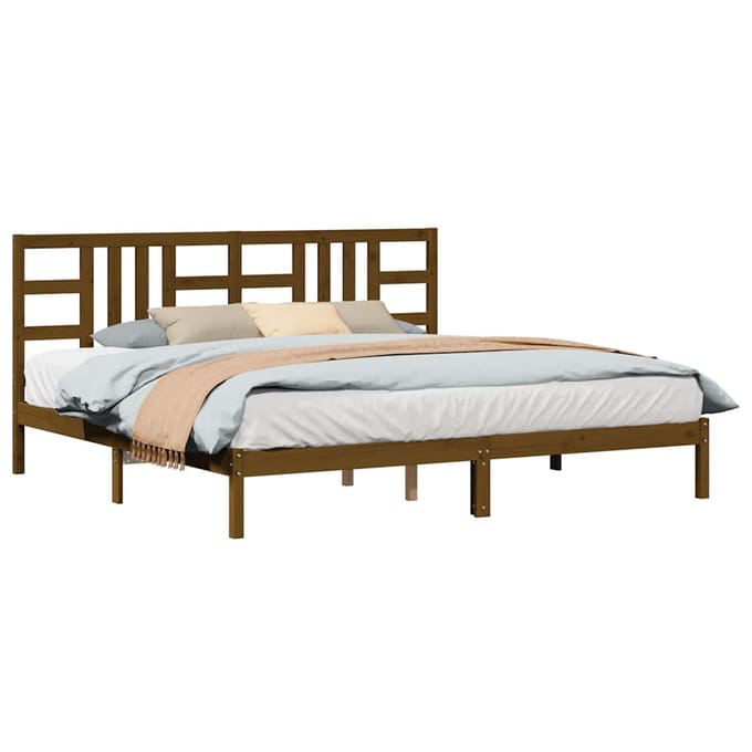 vidaXL - Bedframe - massief - hout - honingbruin - 200x200 - cm