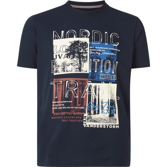 Jan Vanderstorm herren T-Shirt - 76/78 - donkerblauw - Plus Size