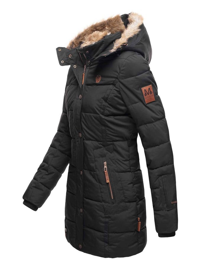 Marikoo dames winterjas met capuchon & imitatiebont voering