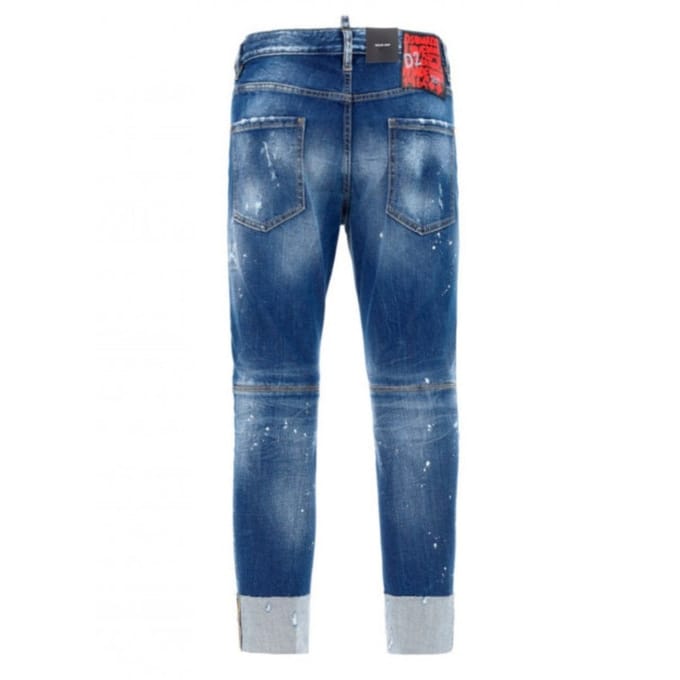 Dsquared2 Sailor Jean Paint Splatter Donkerblauwe Denim Broek