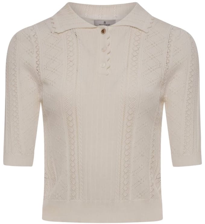 polo met perforaties vrouw creme
