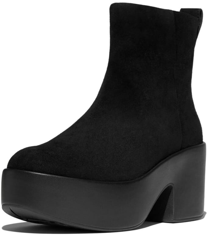 FitFlop Platfforms Suede Heeled Ankle Boots ZWART - Maat 37