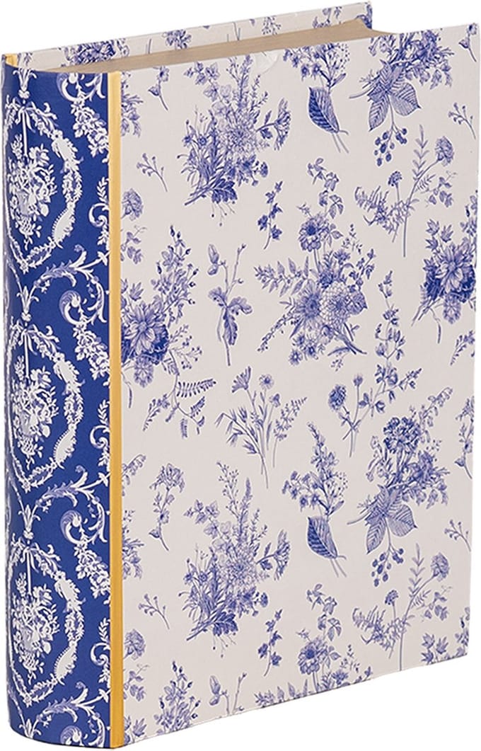 Clayre & Eef Opbergdoos Boeken 17x14x5 cm Wit Blauw Karton