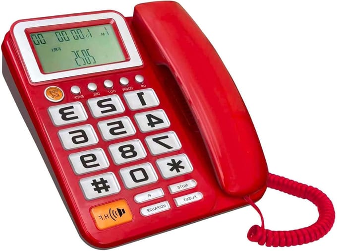 Vaste Telefoon - Grote Knop - Thuisgebruik Kantoor - Beller Weergave - 22 x 17 cm - Rood Wit