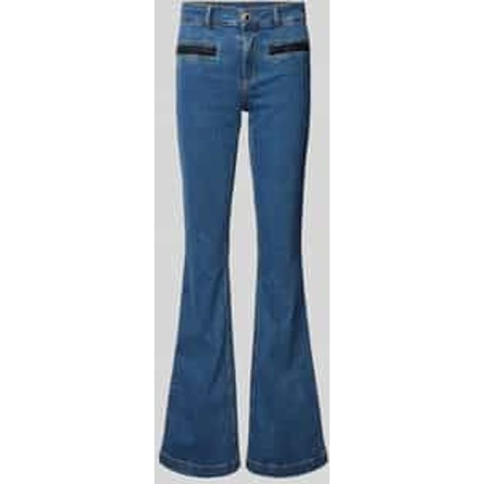 High waist flared jeans met riemlussen