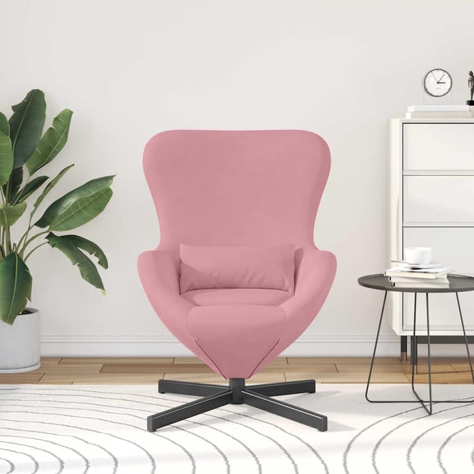 vidaXL - Eivormige - stoel - Roze - 63 - x - 73 - x - 90 - cm - Fluweel
