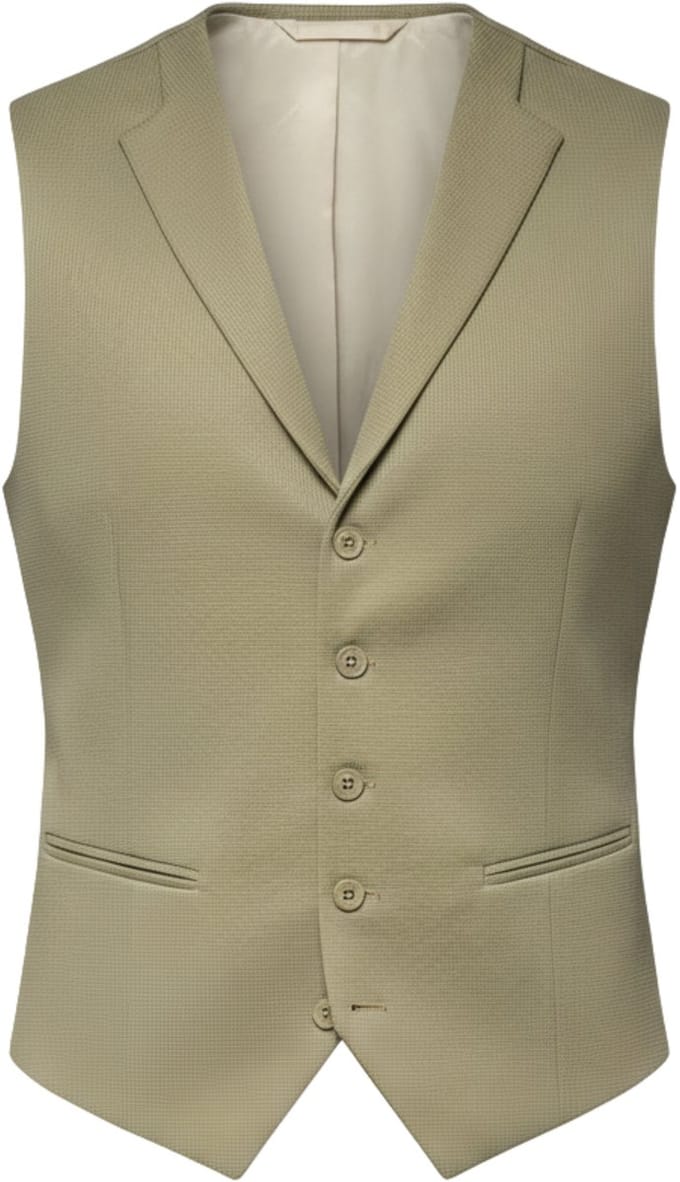 OMBRE Gilet - Slim Fit - Knopen - Effen Olijf M