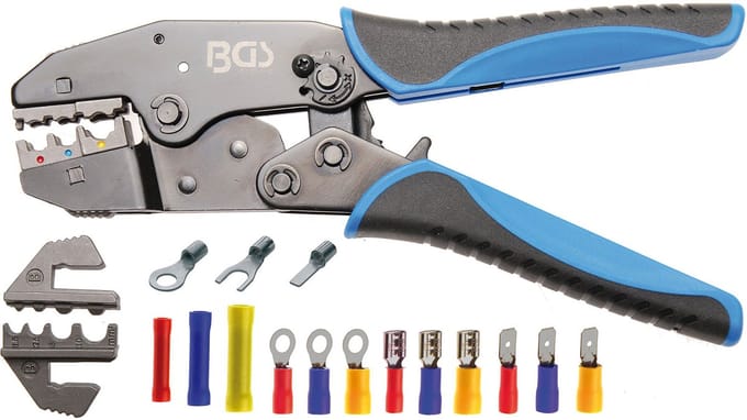 BGS Krimptang met ratelfunctie en uitwisselbare persprofielen