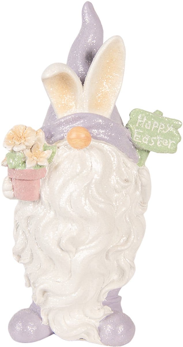 Clayre & Eef Decoratie Beeld Kabouter 16x10x30 cm Wit Kunststof