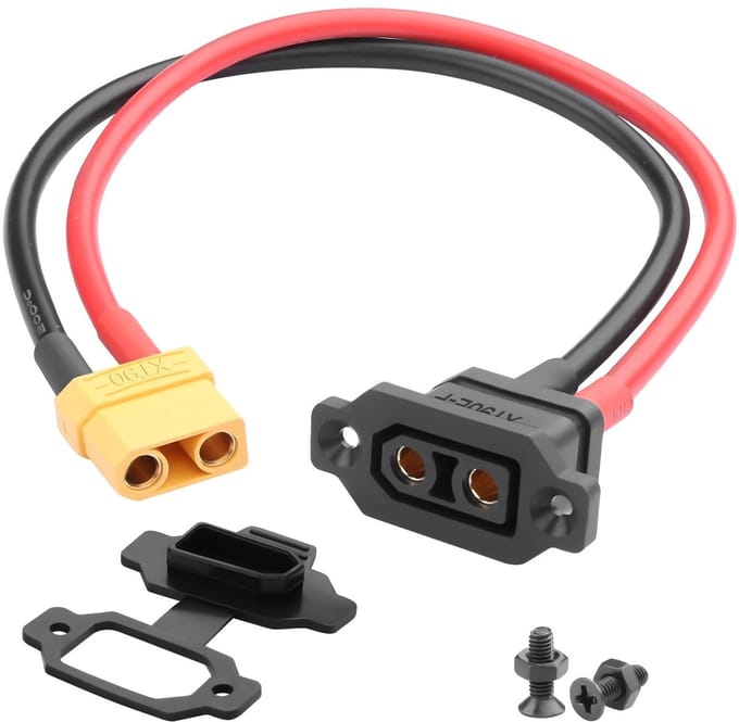 10AWG XT90E-F naar XT90 Kabel - 30A Bulkhead Mount Adapter 30cm