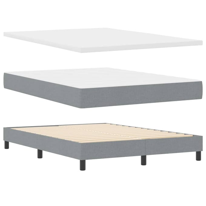 vidaXL - Boxspring - bed - met - hoofdeinde - Lichtgrijs - 140 - x - 190 - cm - Stof