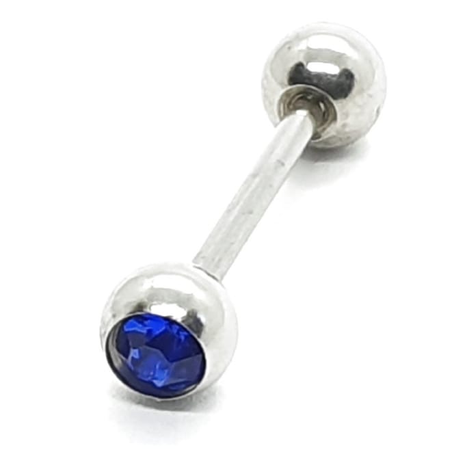 Tong Piercing - Zilver Met Steentjes