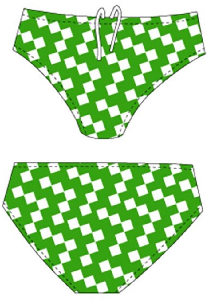 Turbo New Squares Zwemslip Groen,Wit S Man