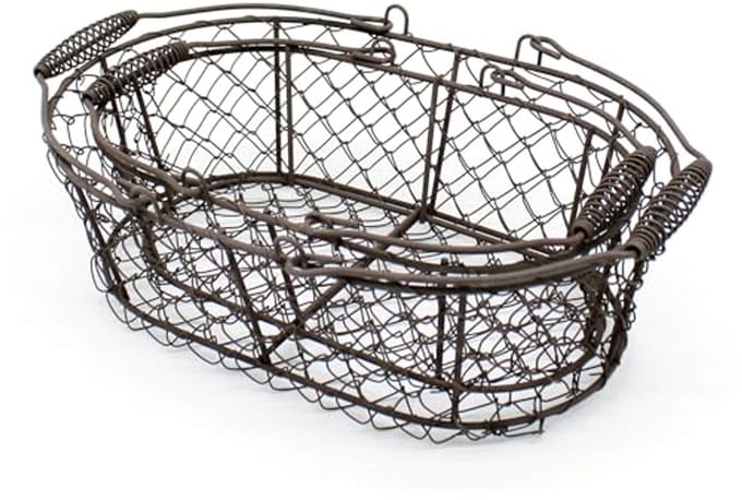 Ovale Metalen Draad Eiermand en Fruitmand Set van 2 - Vintage Stijl