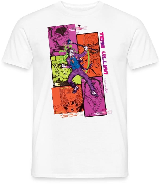 Batman Team Villain Met Joker En Strippanelen T-Shirt Heren