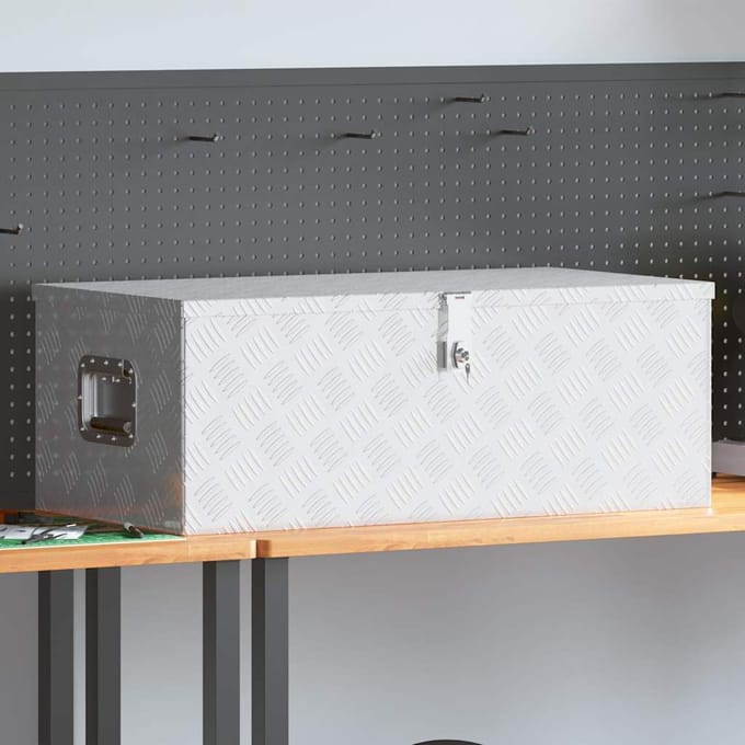vidaXL - Opbergbox - 90x47x33,5 - cm - aluminium - zilverkleurig