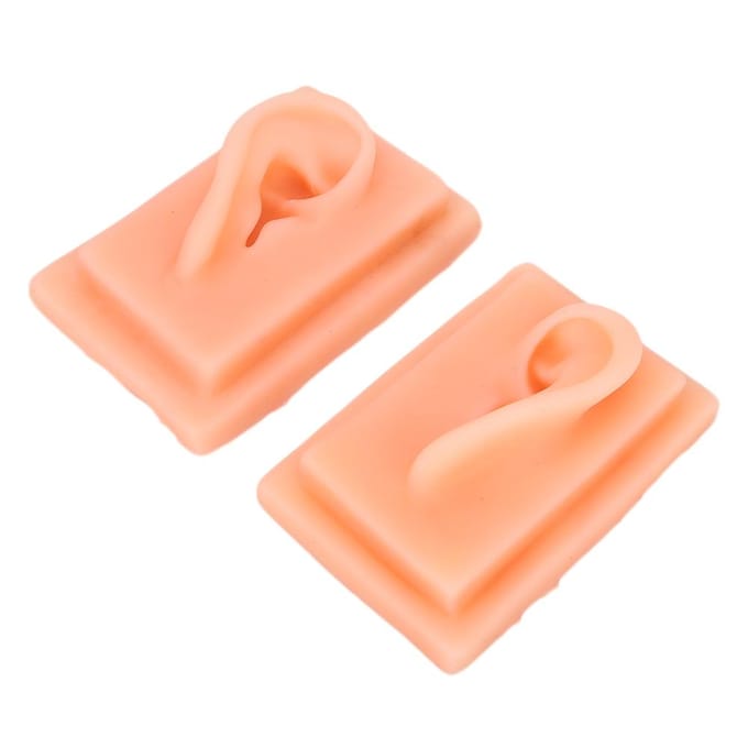 Modèle d'oreille en silicone Pratique d'acupuncture Humain Doux Enseignement Modèle d'oreille gauche droite beige