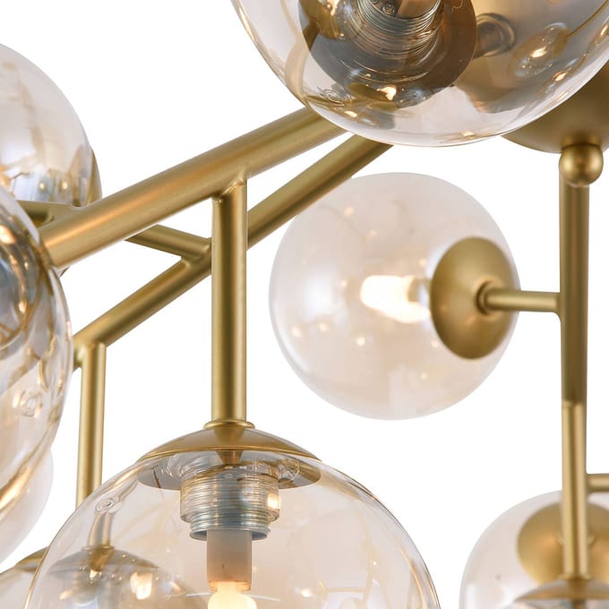 Maytoni Dallas plafondlamp, 20 glasbollen, goud