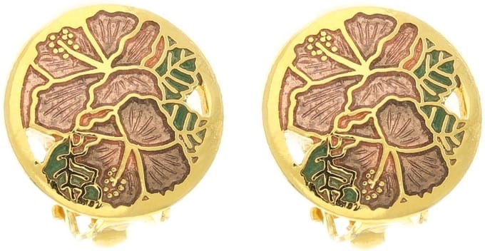 Behave - Oorclips dames - bloemmotief - bruin - 1,5 cm